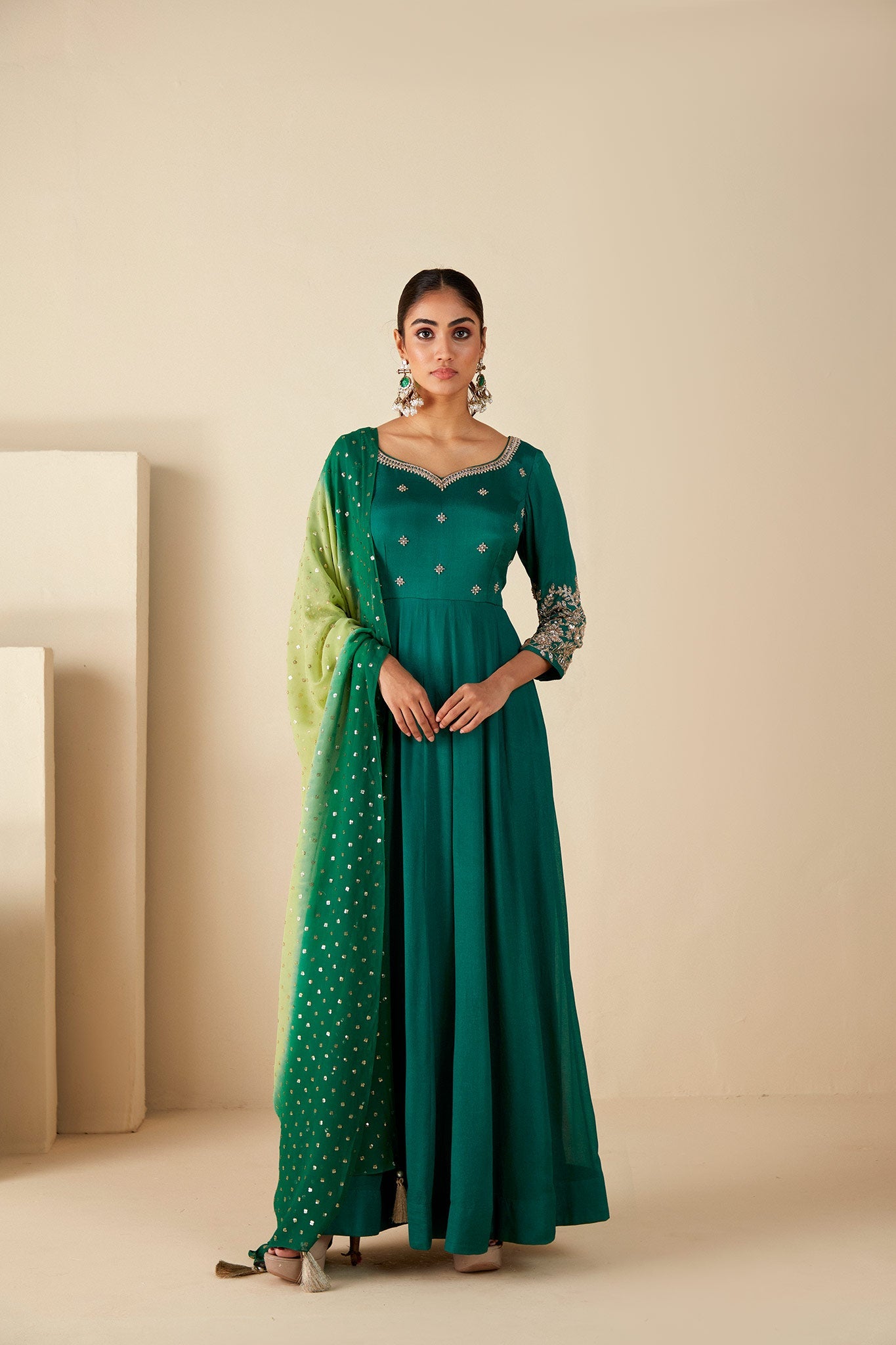 Green Zardosi Embroidered Anarkali Suit