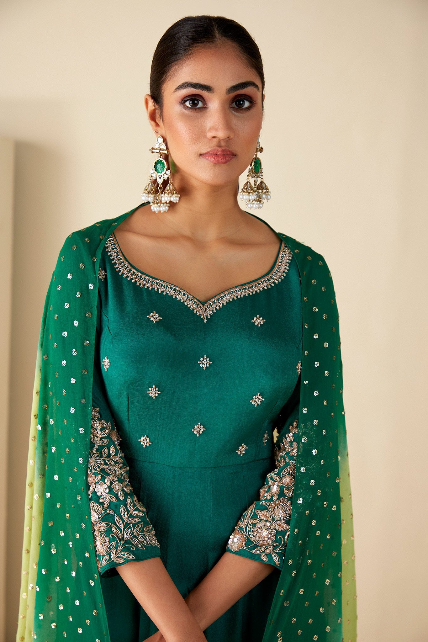 Green Zardosi Embroidered Anarkali Suit