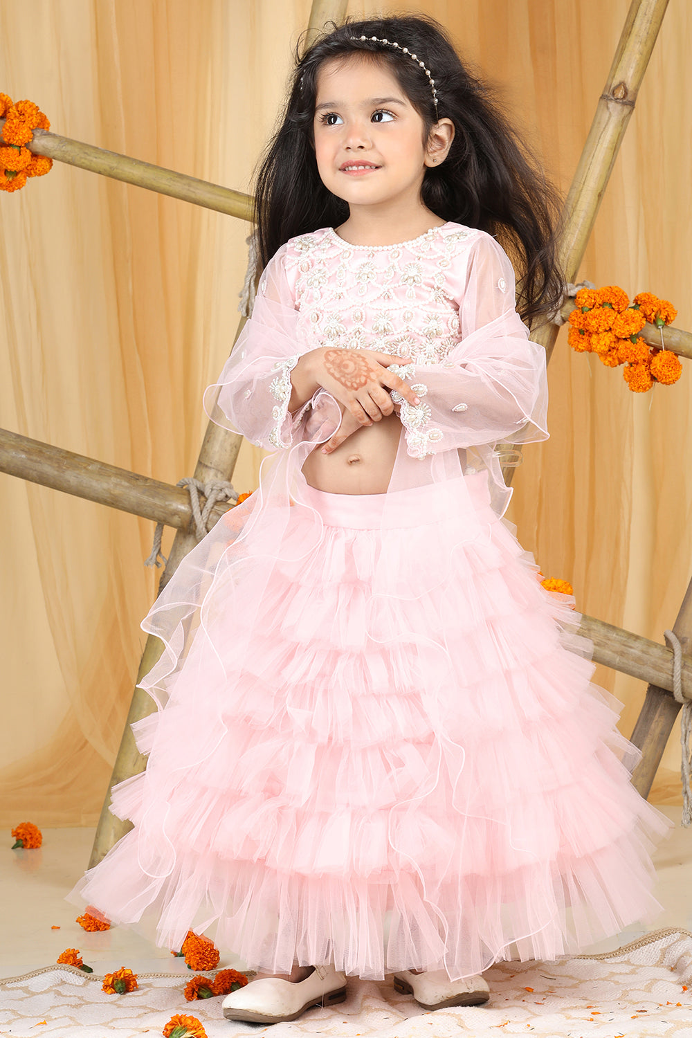 Pink Pearl Work On Blouse