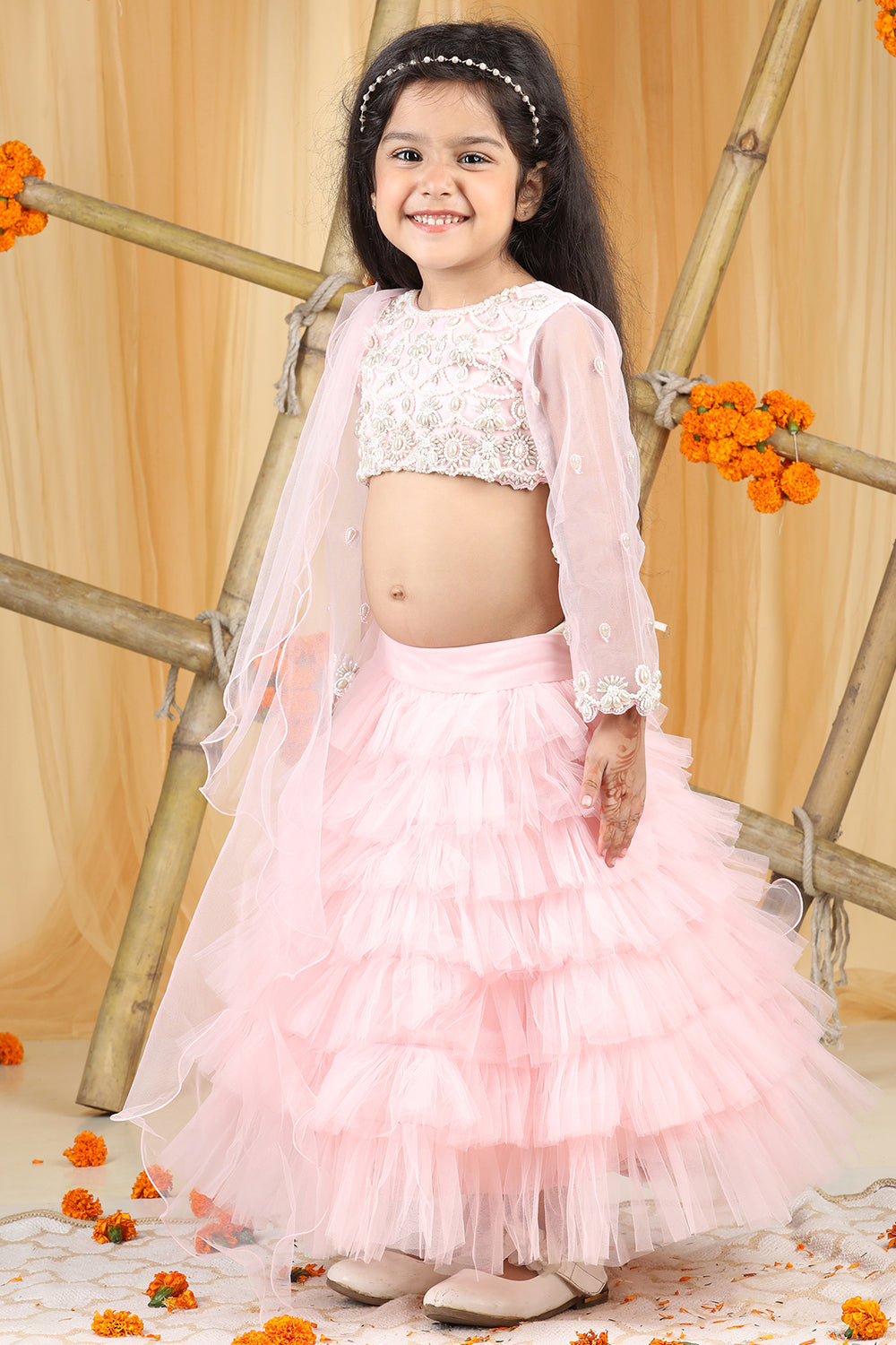 Pink Pearl Work On Blouse