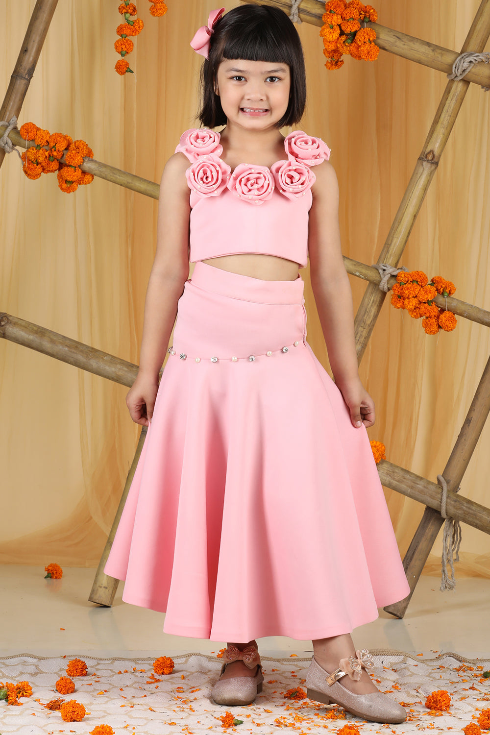 Red Pearl Embellishment Lehenga