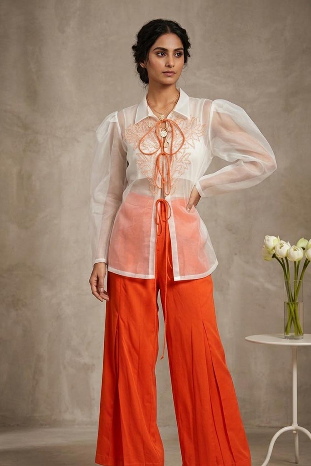 THETAA Solara -Embroidered Cotton Satin Co-ord Set