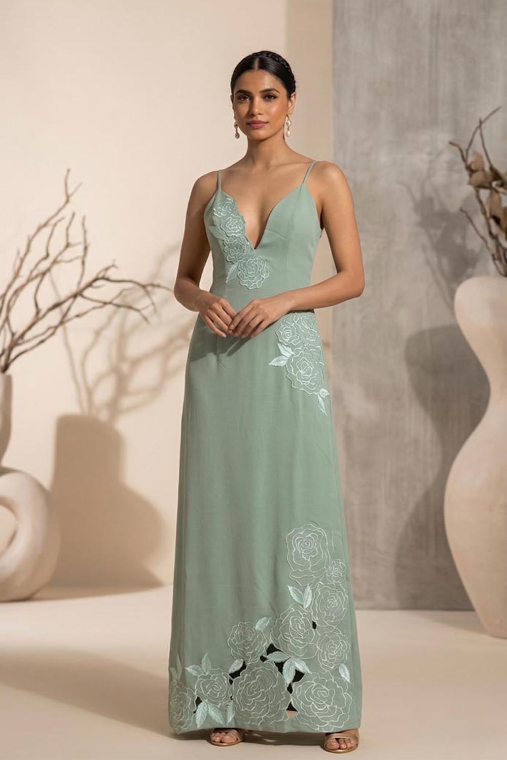 THETAA Reverie -Hand-Embroidered Imported Crepe Dress
