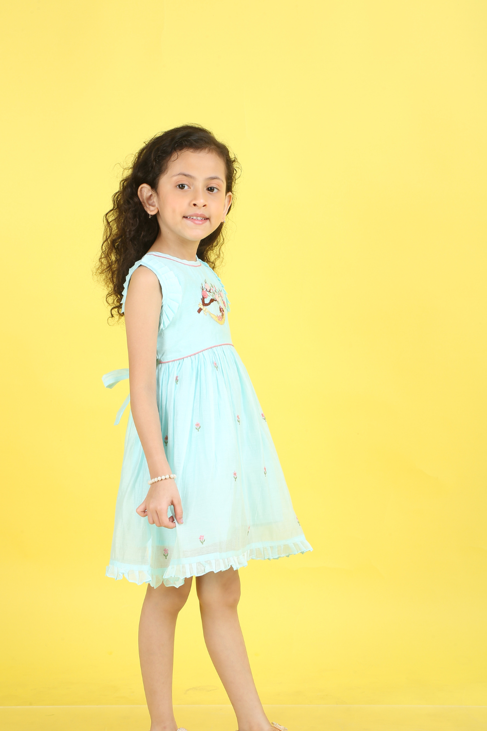 LIGHT AQUA FLOWER DRESS