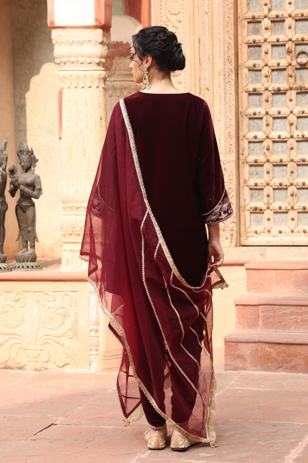 Wine Dhoti Set - RTS