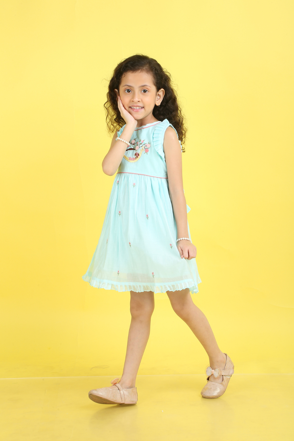 LIGHT AQUA FLOWER DRESS