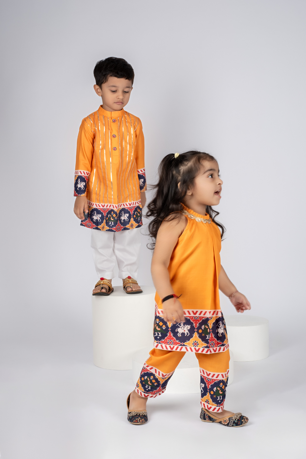 YELLOW PATOLA KURTI SET