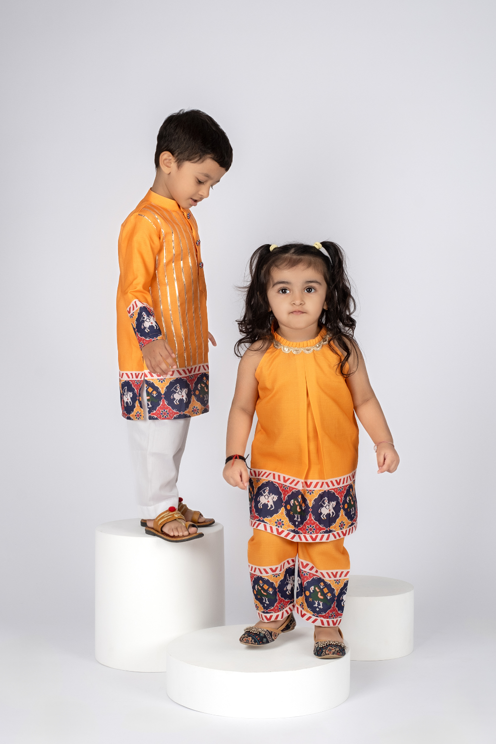 YELLOW PATOLA KURTI SET