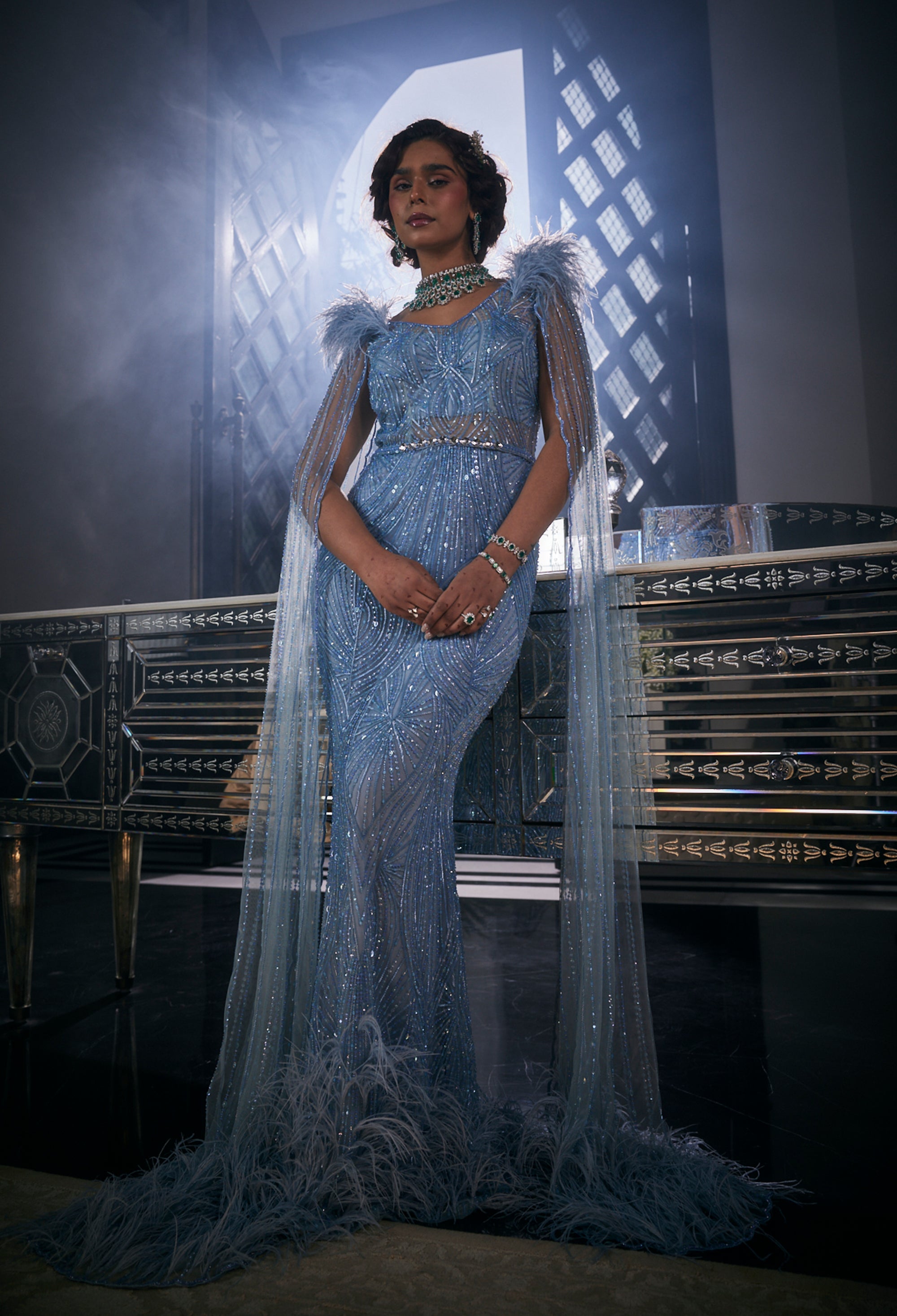 CY Amit GT La Reine de Glace Embroidered Gown Front 1