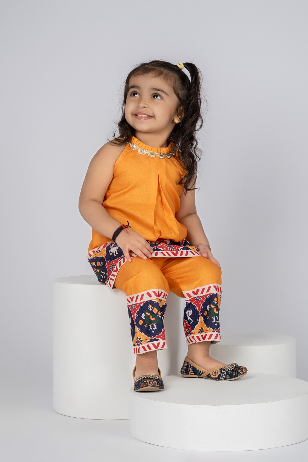 YELLOW PATOLA KURTI SET