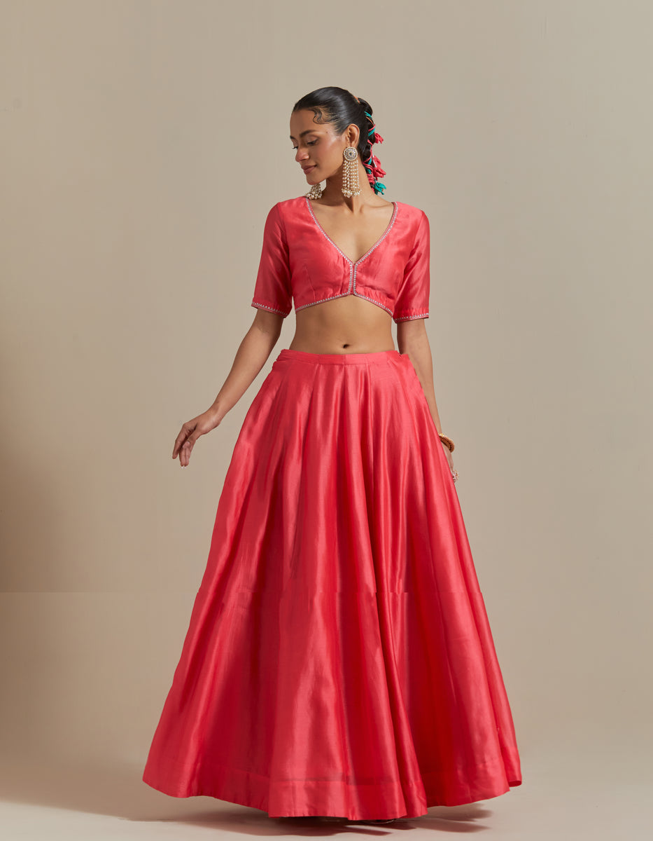 CY Vinusto Pink Embroidered Paneled Skirt Set Front 2