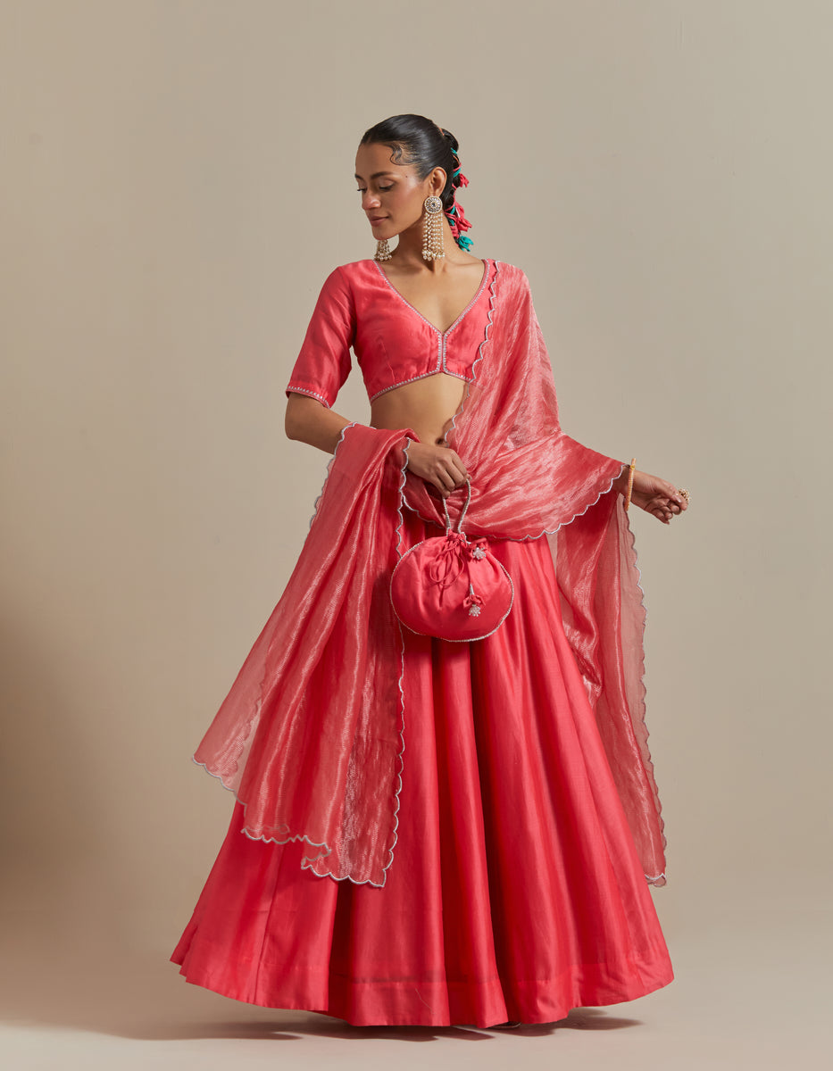 CY Vinusto Pink Embroidered Paneled Skirt Set Front 1