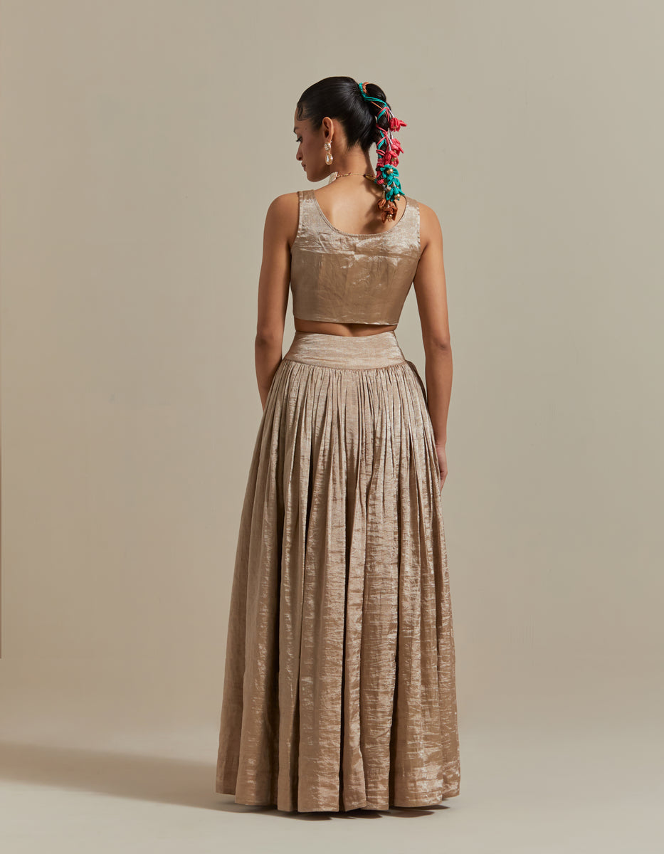 CY Vinusto Beige Embroidered Skirt Set Back 1