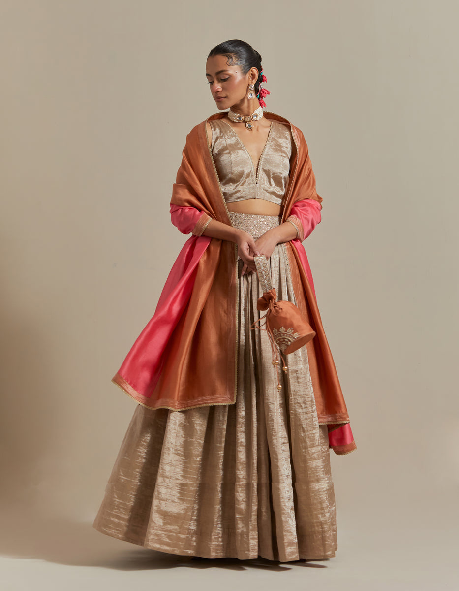 CY Vinusto Beige Embroidered Skirt Set Front 1