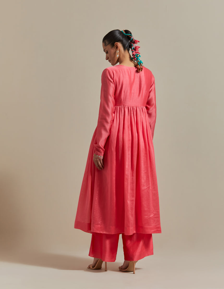 CY Vinusto Pink Embroidered Anarkali Set Back 1