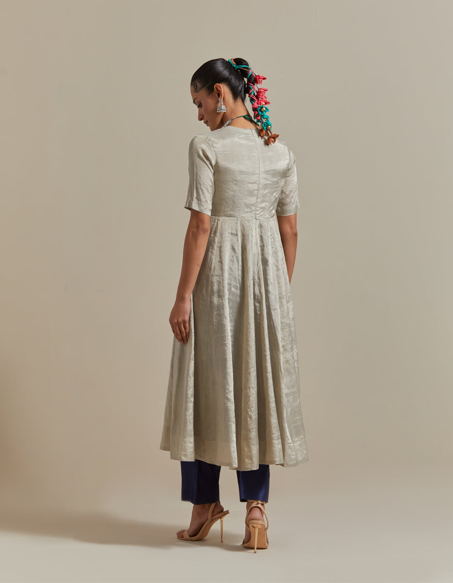 CY Vinusto Silver Zari Anarkali Set Back 1