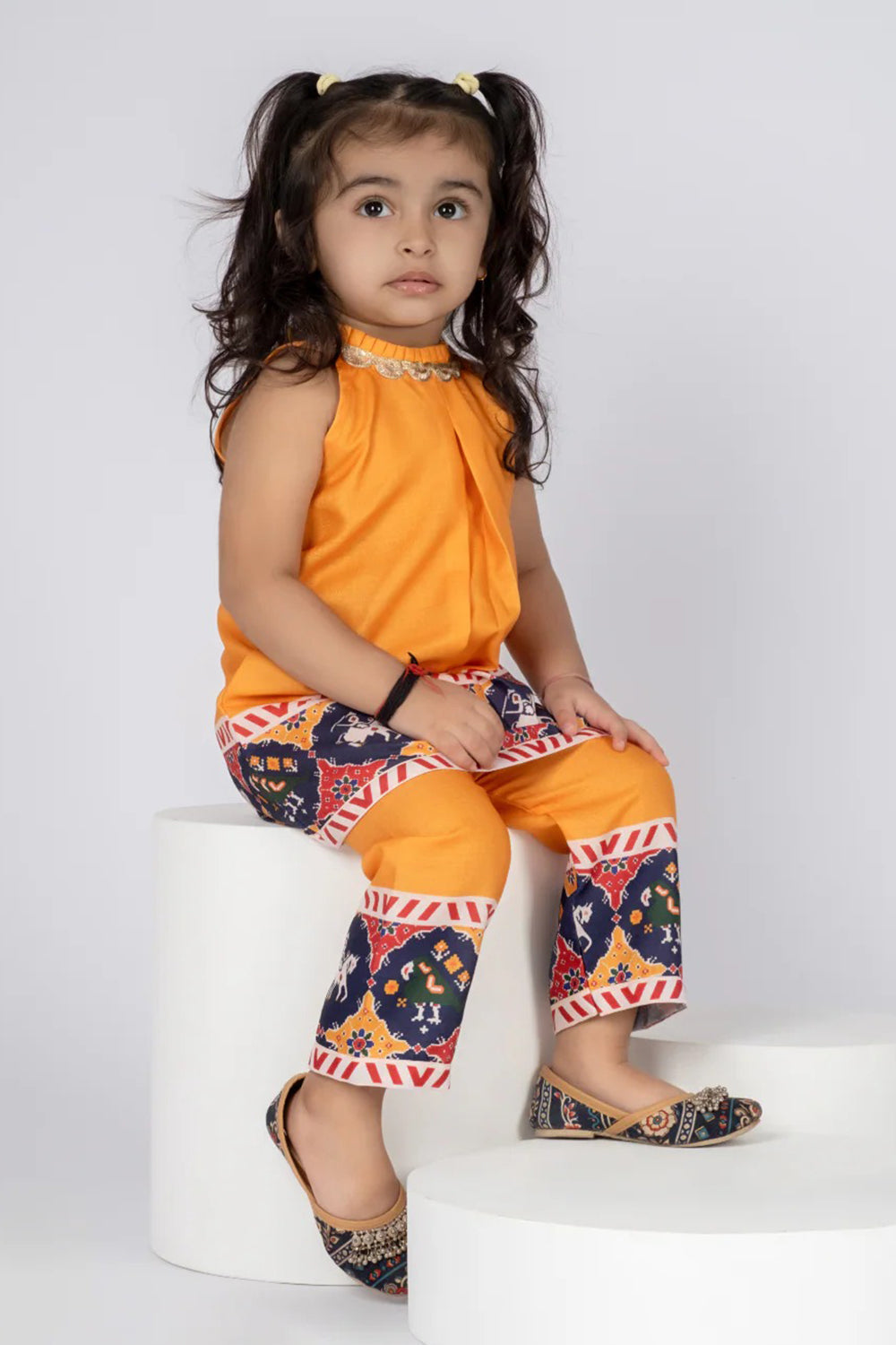 YELLOW PATOLA KURTI SET