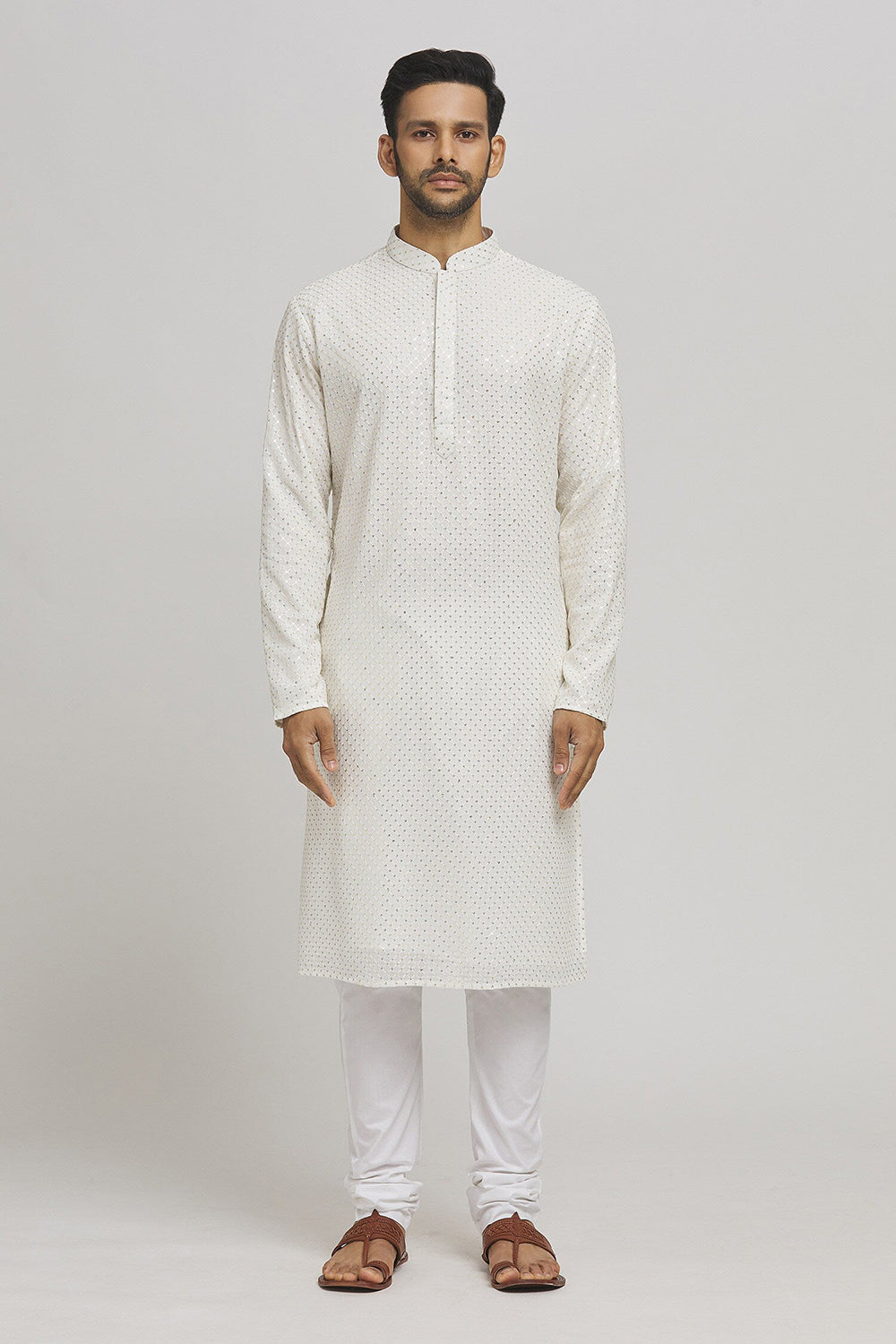 Sonabarfi Embroidered Cotton Kurta & Churidar Set
