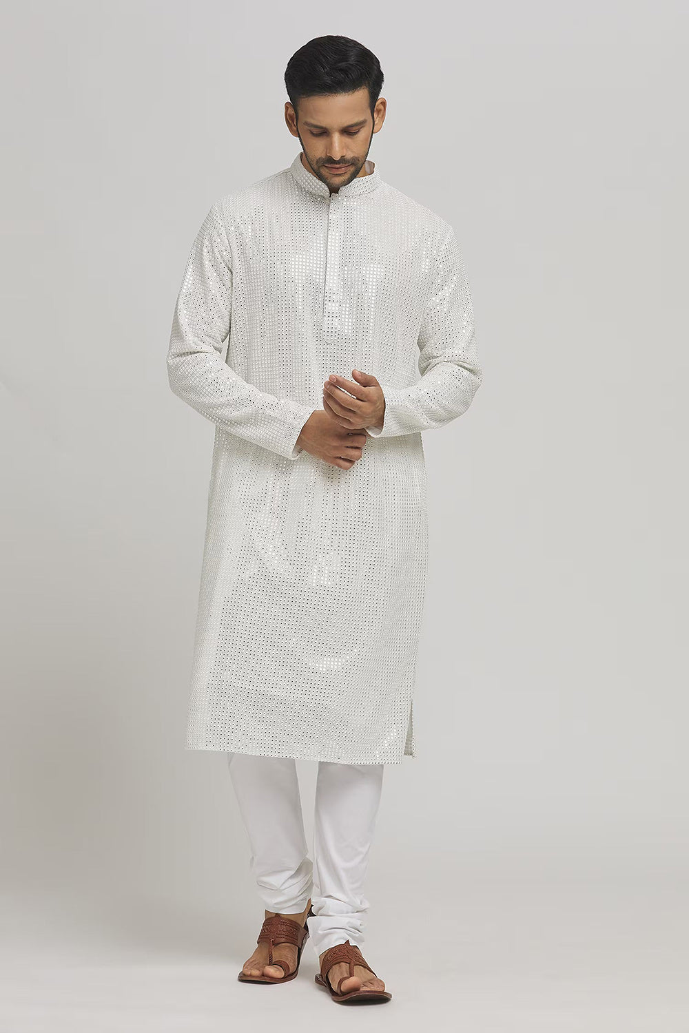 Kaanchkaari Embroidered Cotton Kurta & Churidar Set
