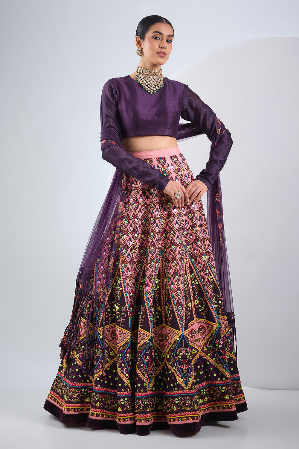 Deep purple lehenga set
