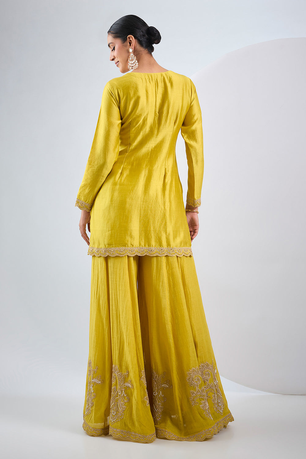 Musturd yellow chanderi kurta set