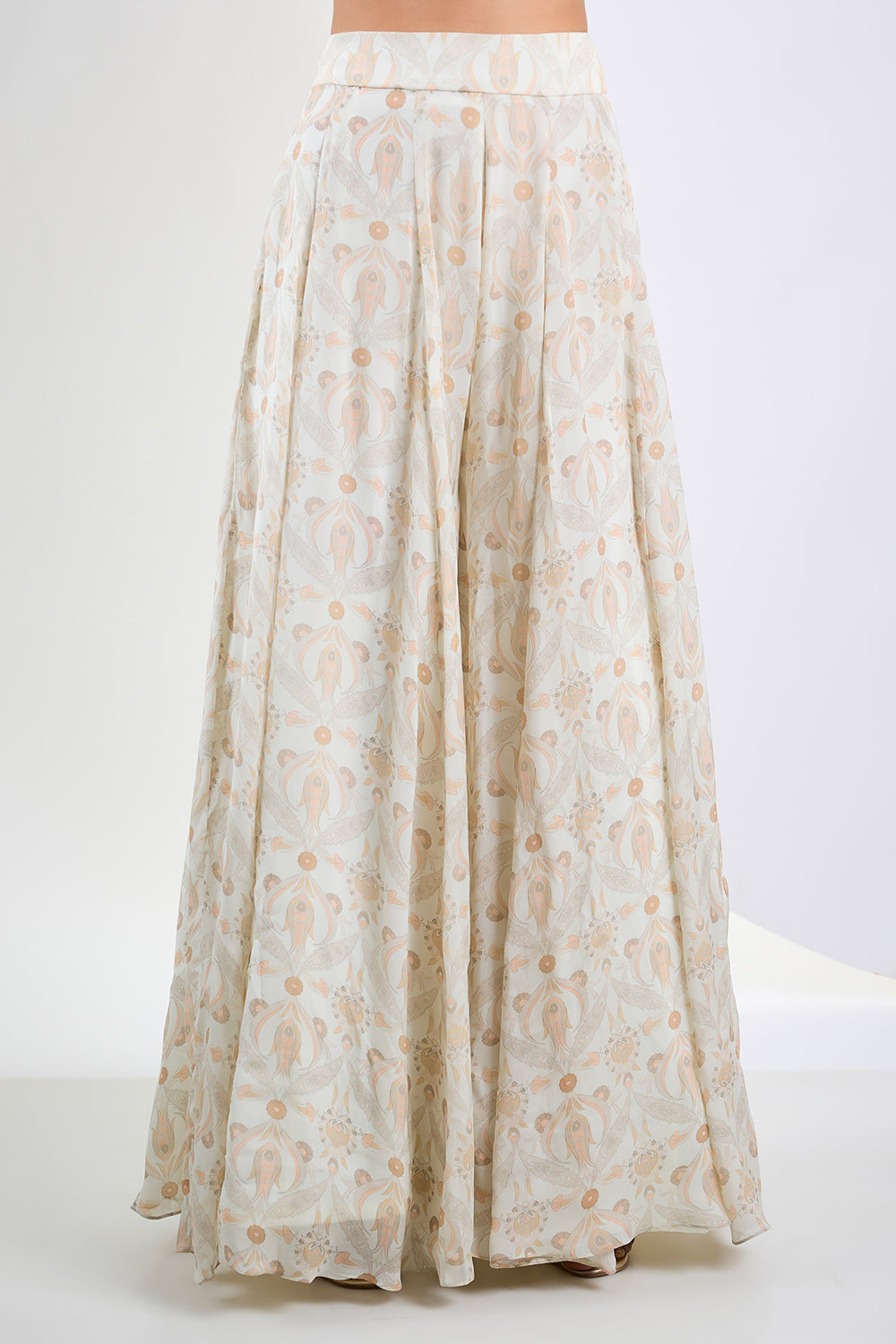 Printed chinon chiffon ivory sharara set with chinon Dupatta