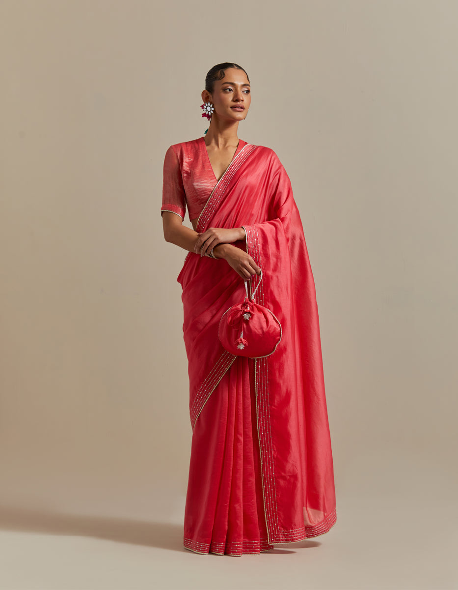 CY Vinusto Pink Embroidered Chanderi Saree Front 2