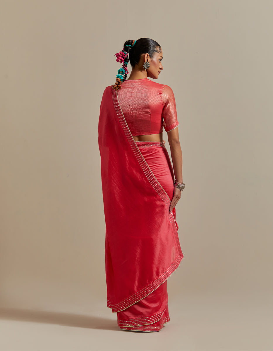 CY Vinusto Pink Embroidered Chanderi Saree Back 1