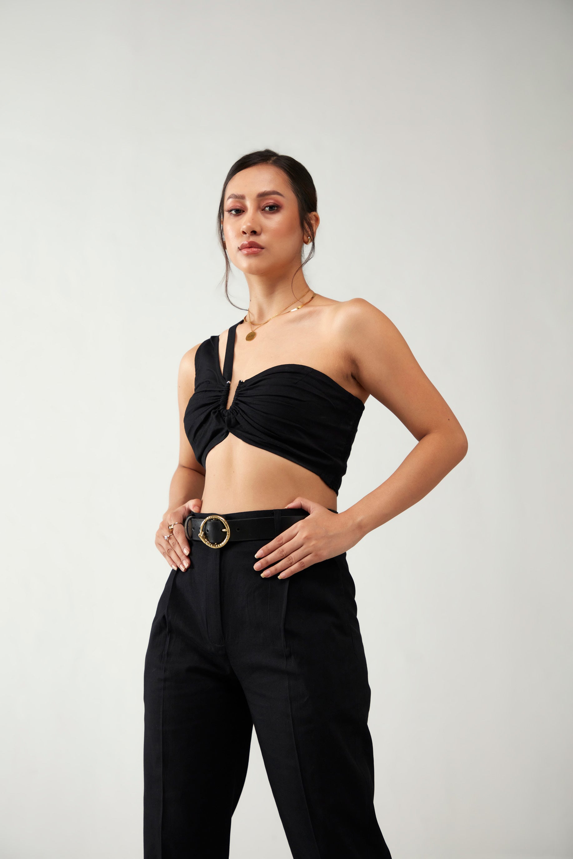 Black Flawess Crop Top Cotton Co-Ord Set