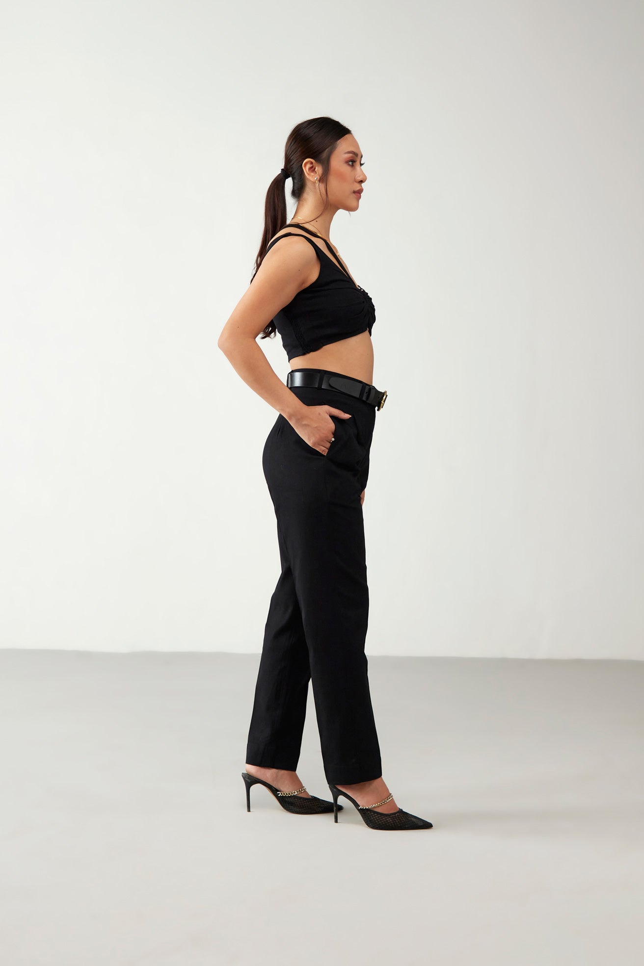 Black Flawess Crop Top Cotton Co-Ord Set