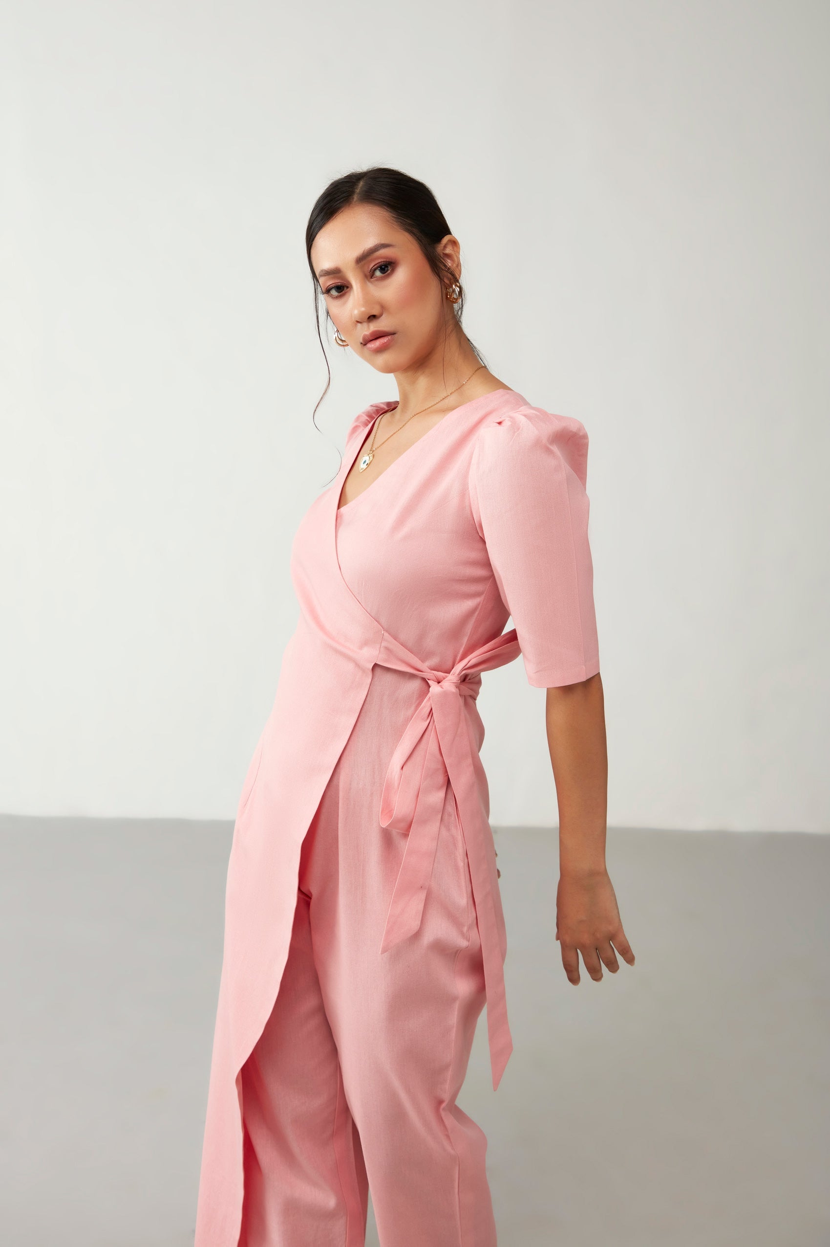 Pink Overlap Style Jumpsuit