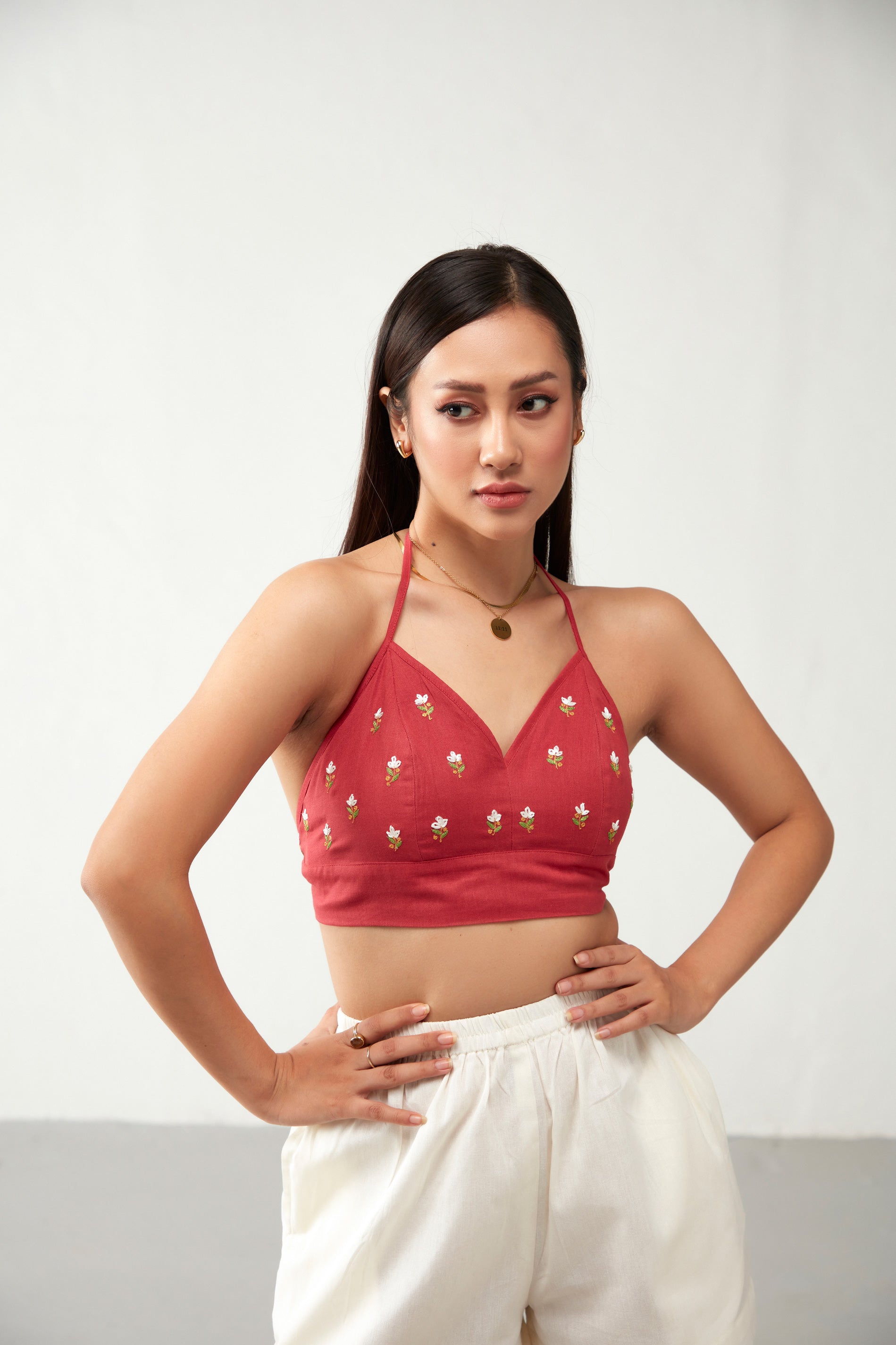 Red & Off white Short style Cotton Co-Ord Set