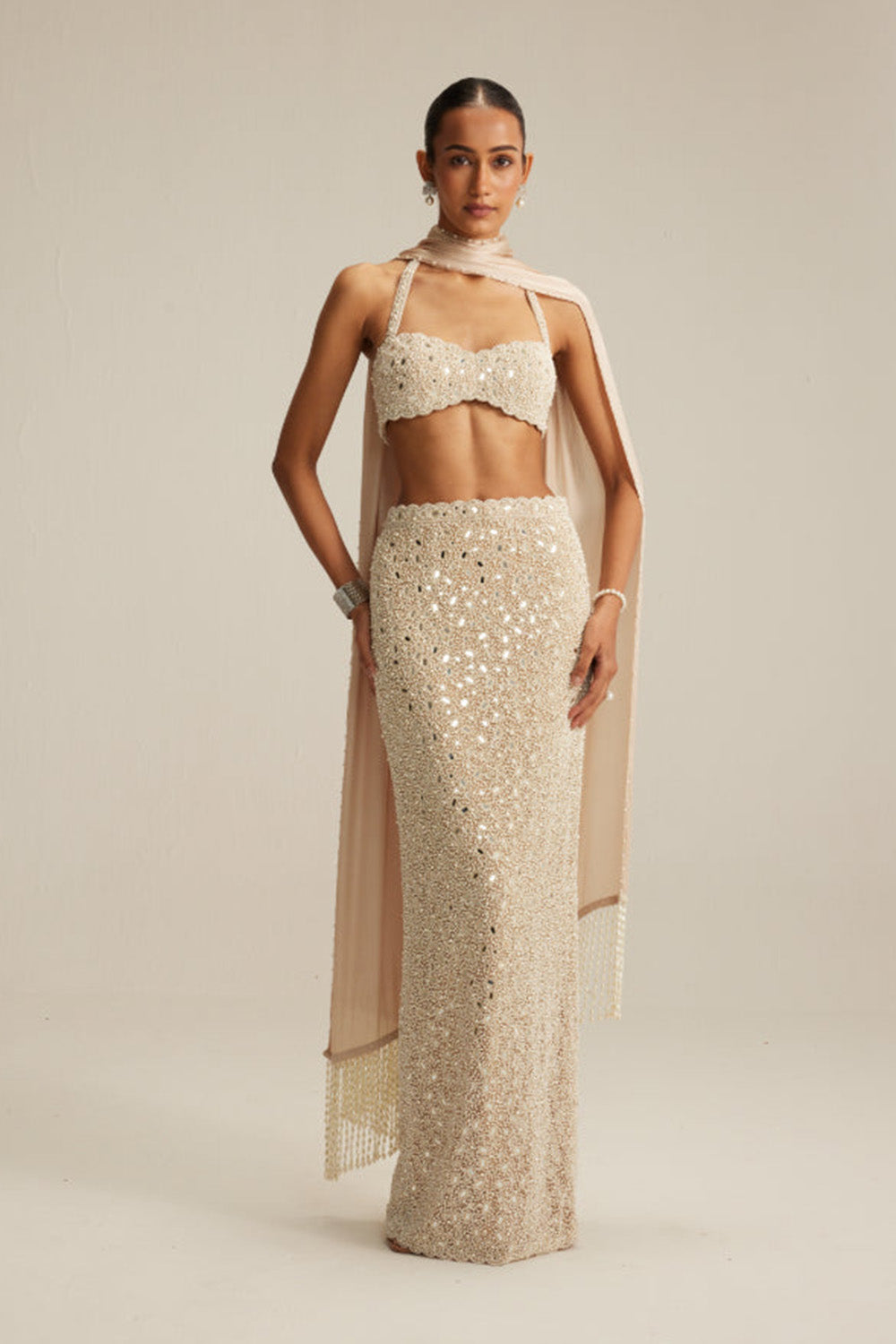 Light Beige Pencil Skirt