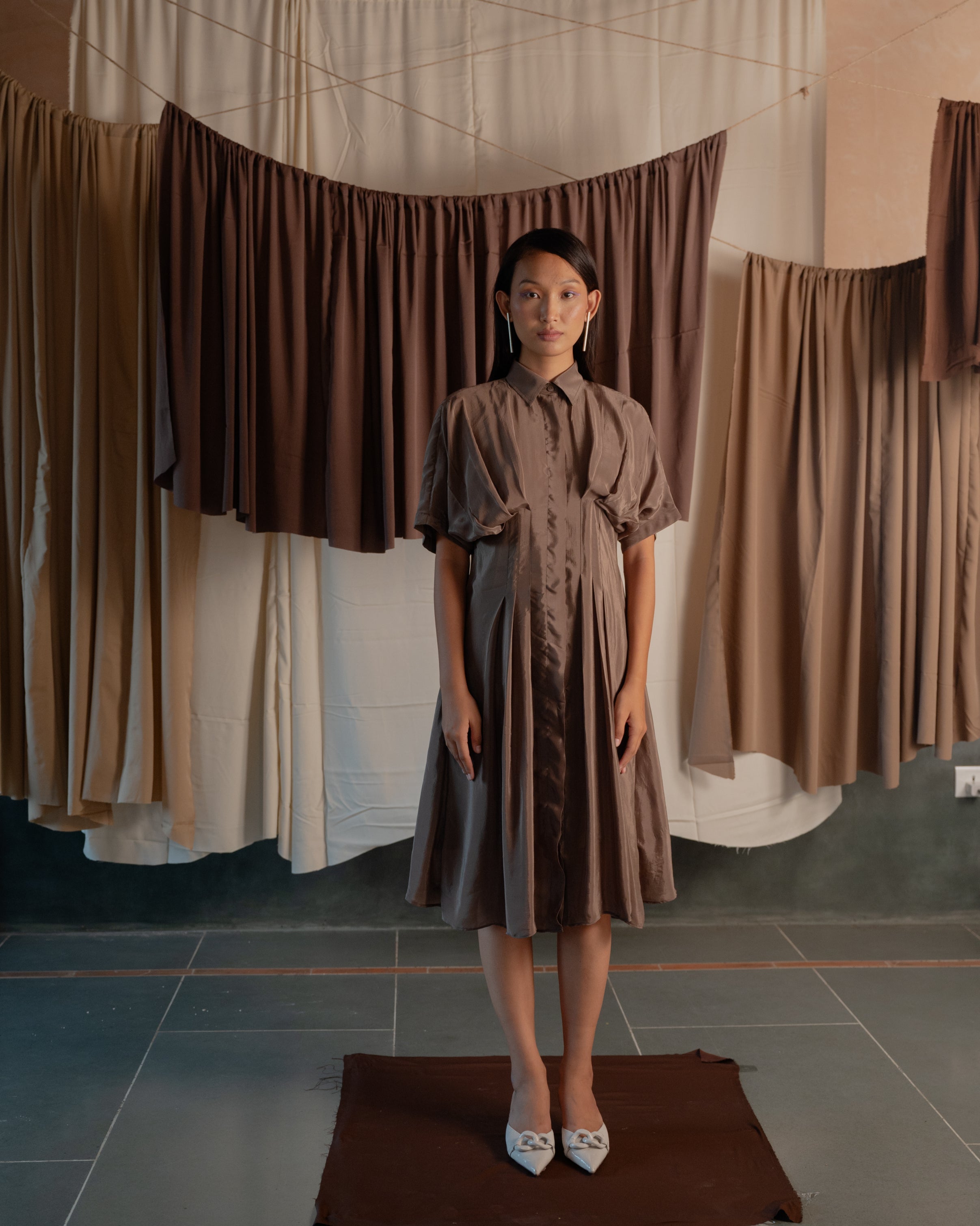 Pleated Shirt Dress