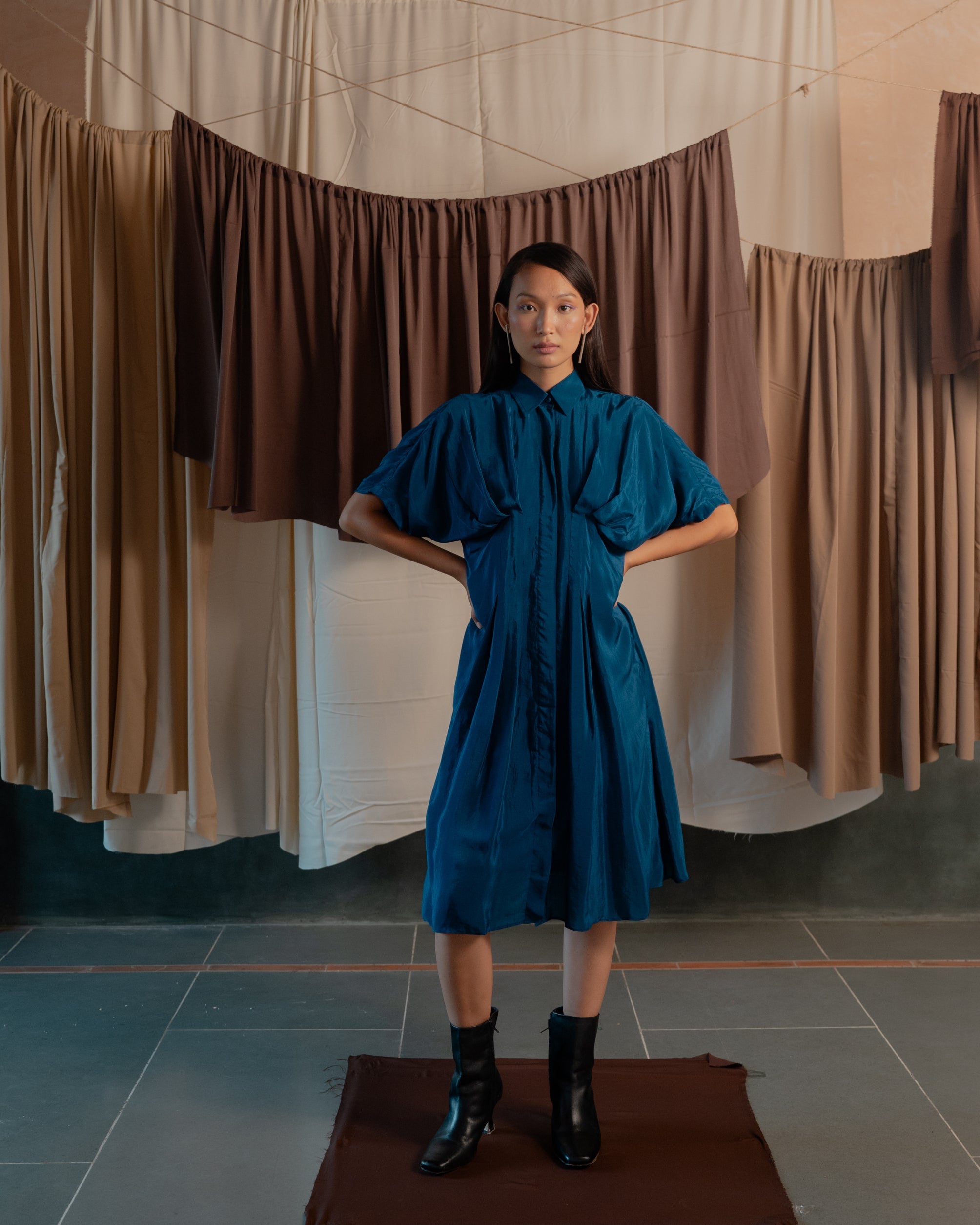 Pleated Shirt Dress
