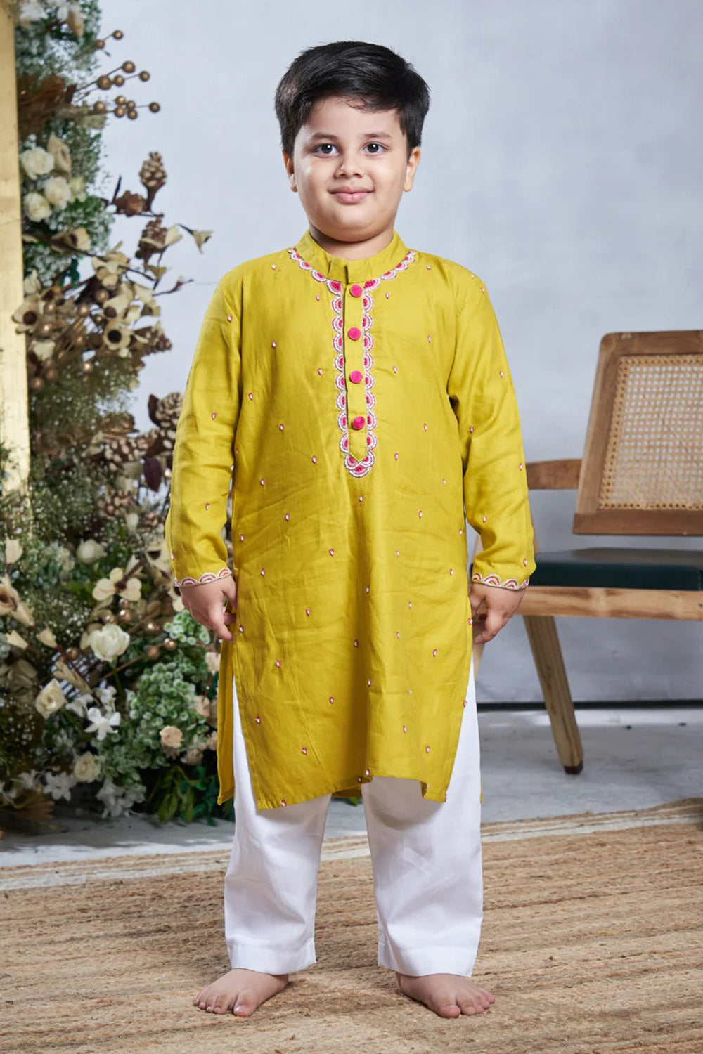 YELLOW PINK KURTA SET