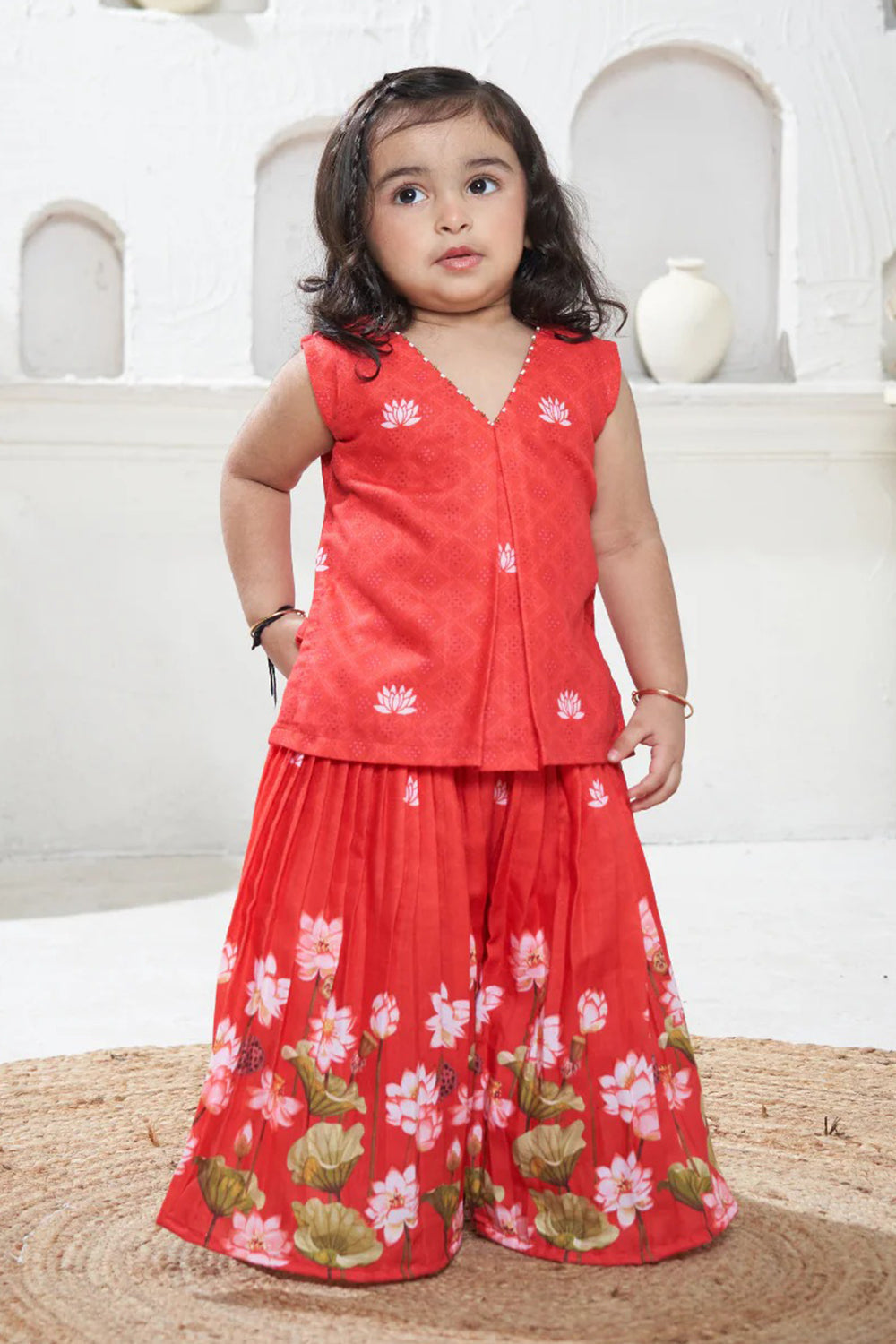 RED PICHWAI SHARARA SET
