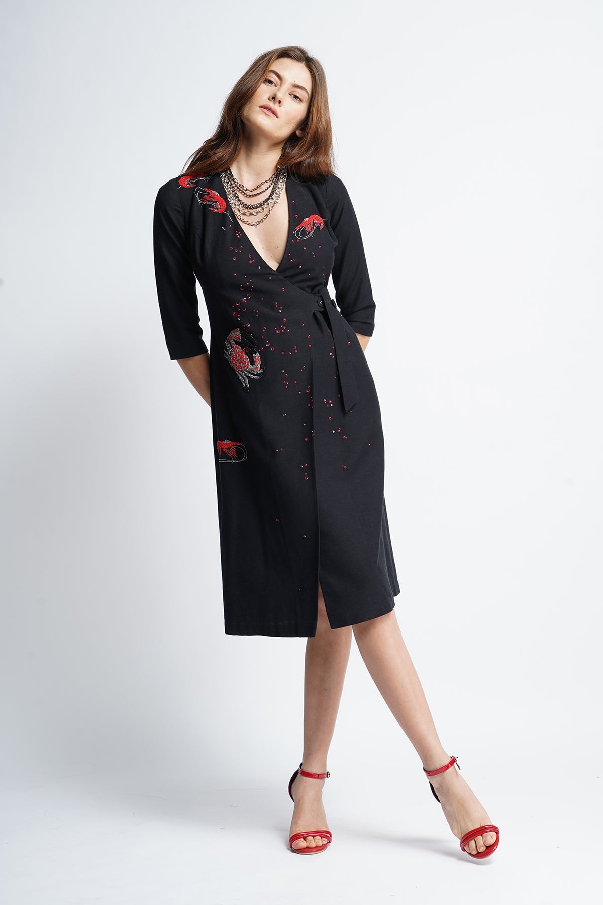 Crab And Prawns Wrap Dress