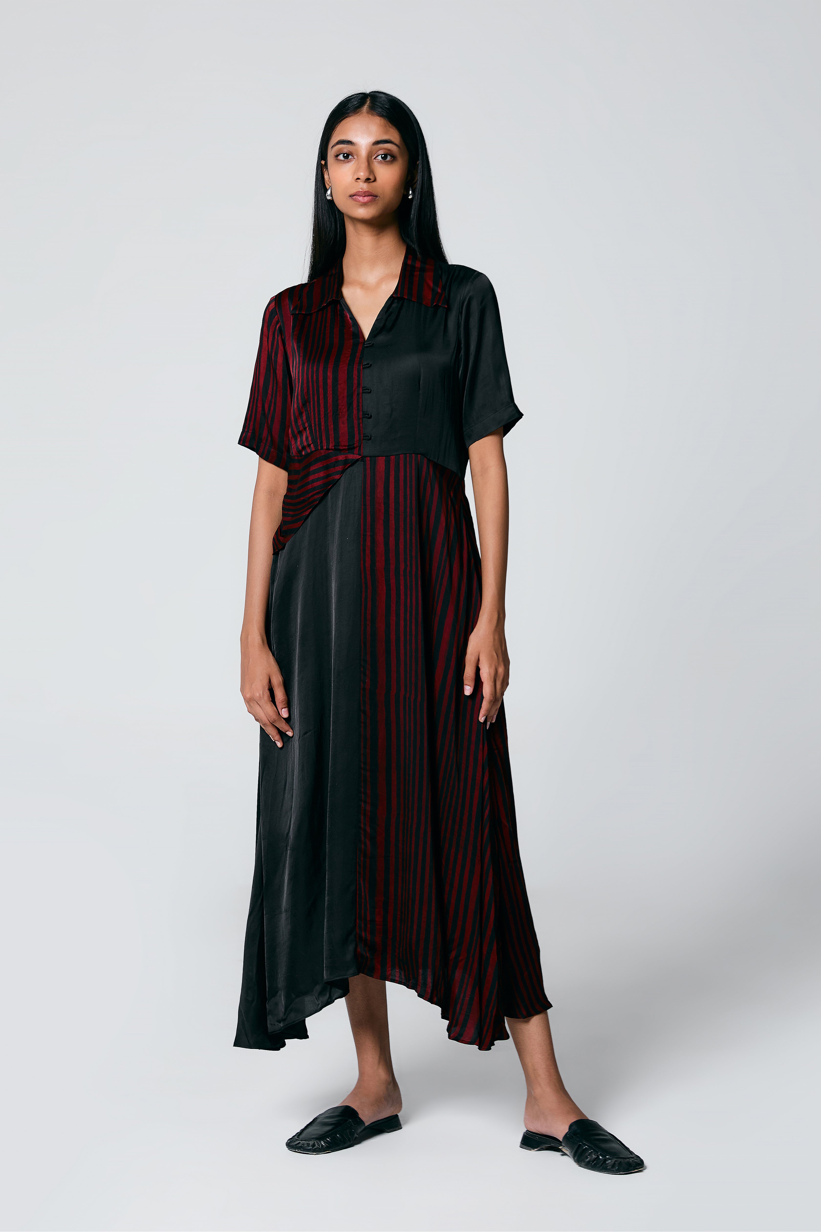 Half and Half dress - Maroon