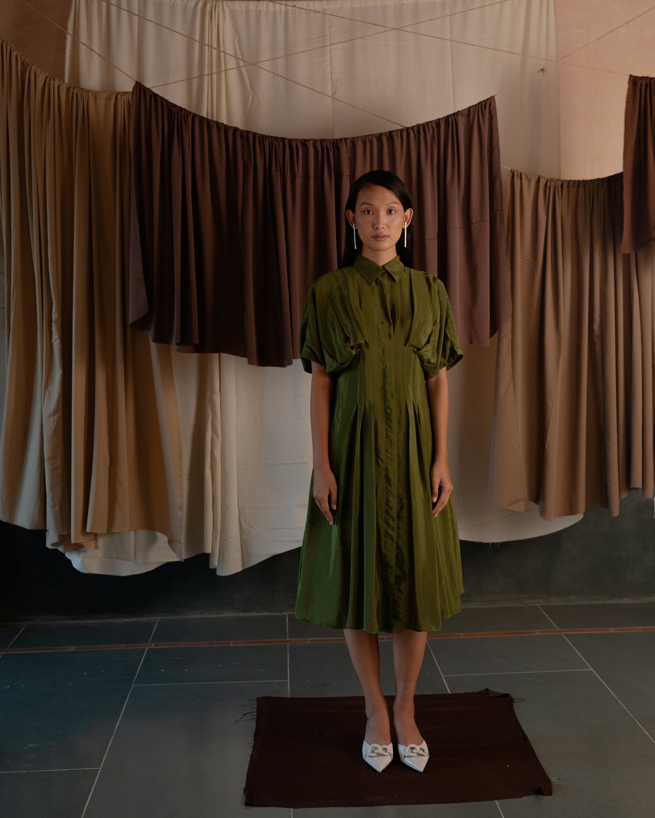 Pleated Shirt Dress