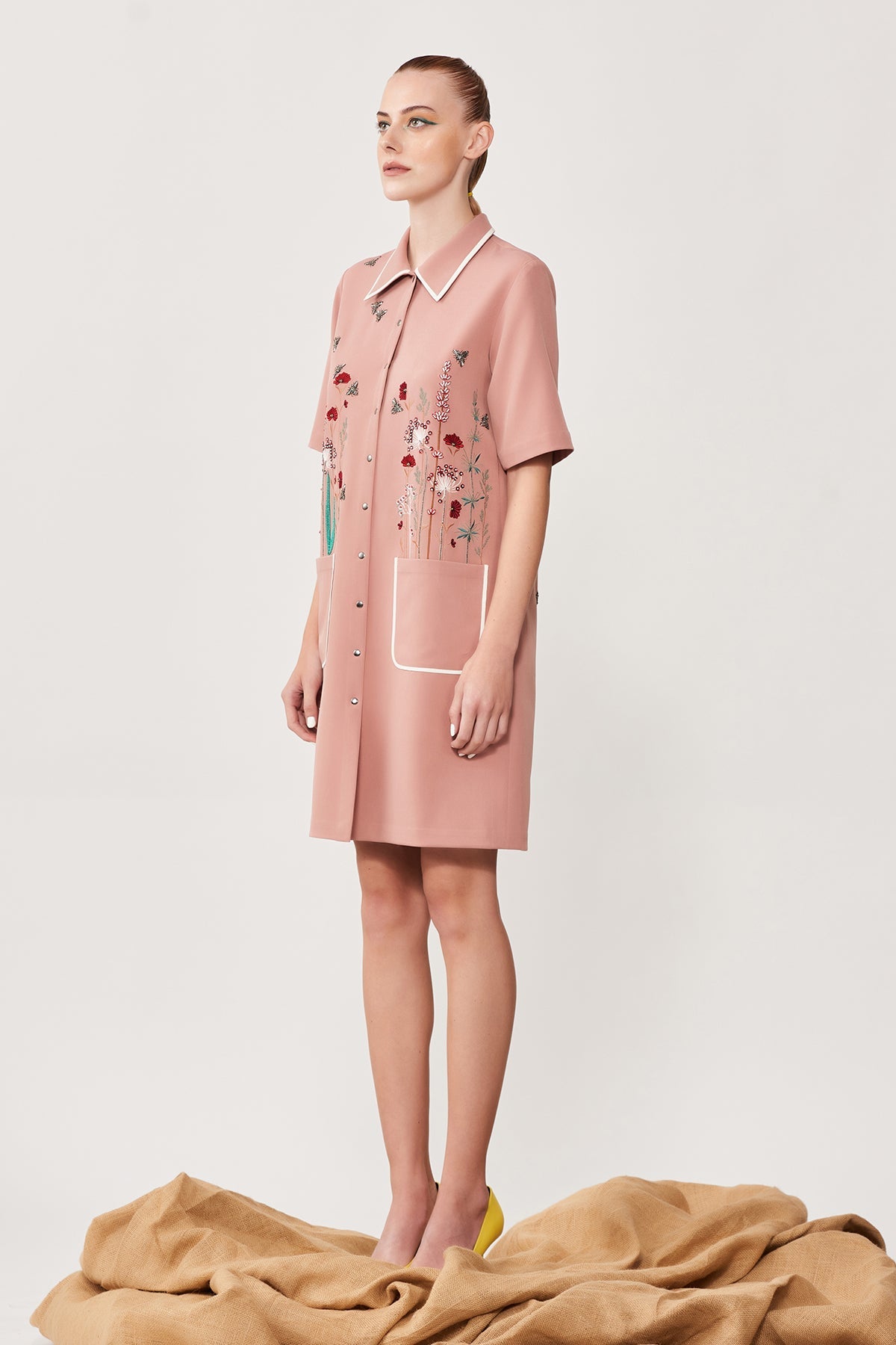Summer Bloom Shift Dress With Patch Pocket