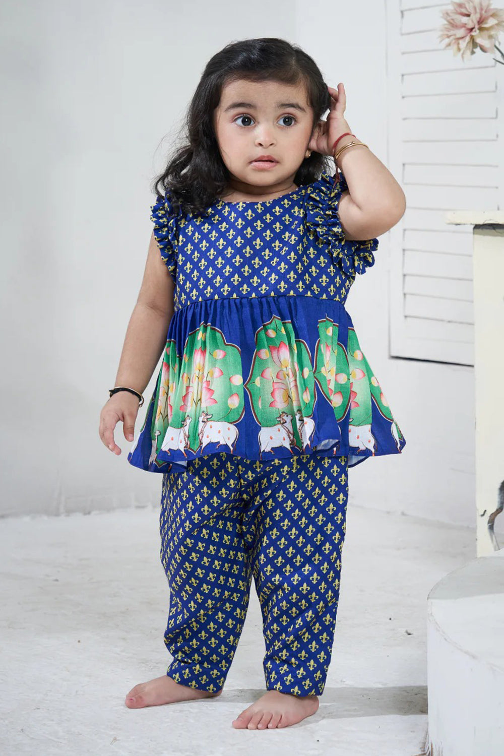 PICHWAI BLUE PEPLUM SET