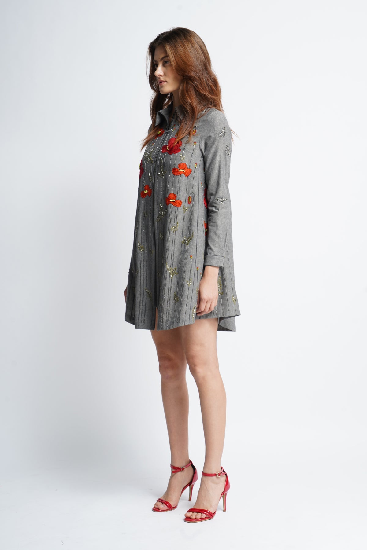 Poppy Garden Side Triangle Shirt Dress