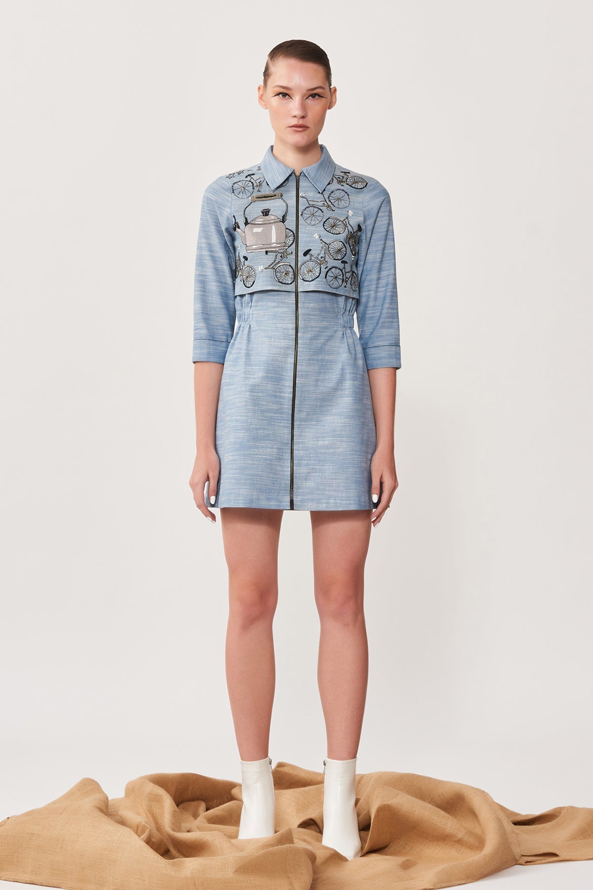 Bikes & Kettle Double Layer Short Dress