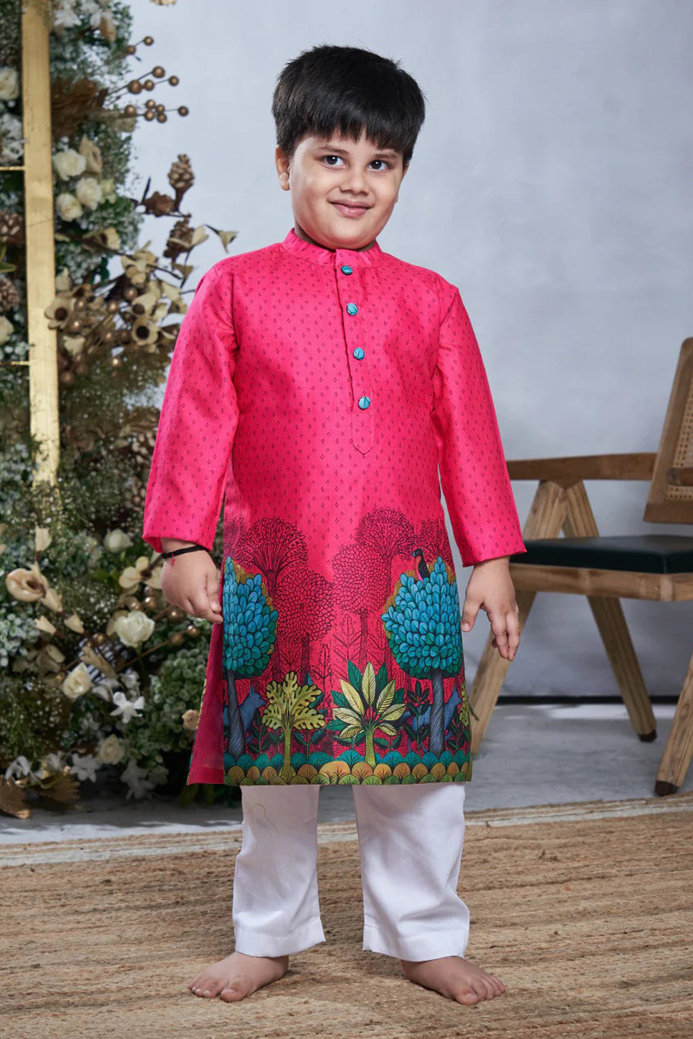 PINK PICHWAI KURTA SET