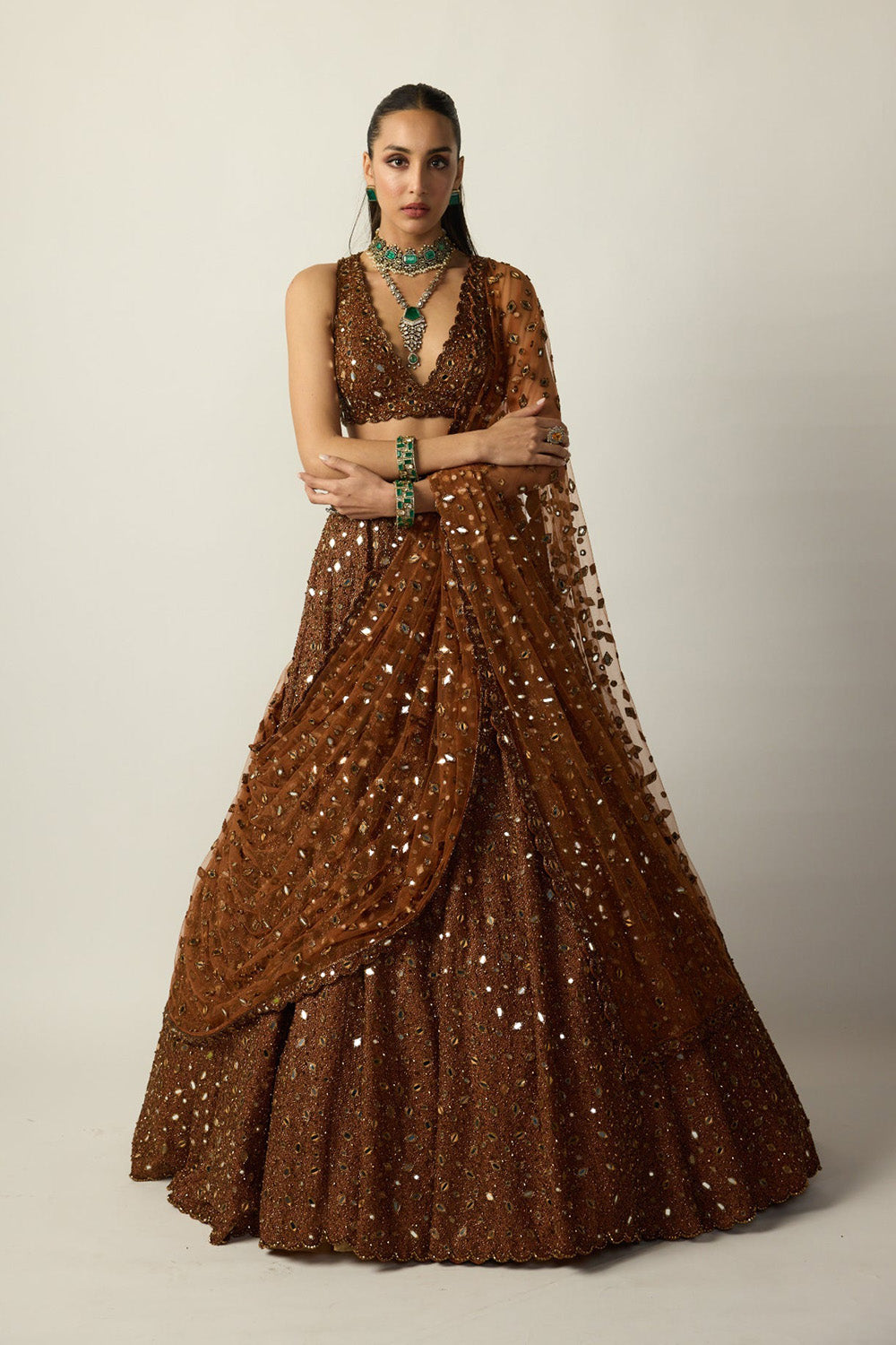 Metallic Copper Lehenga Set