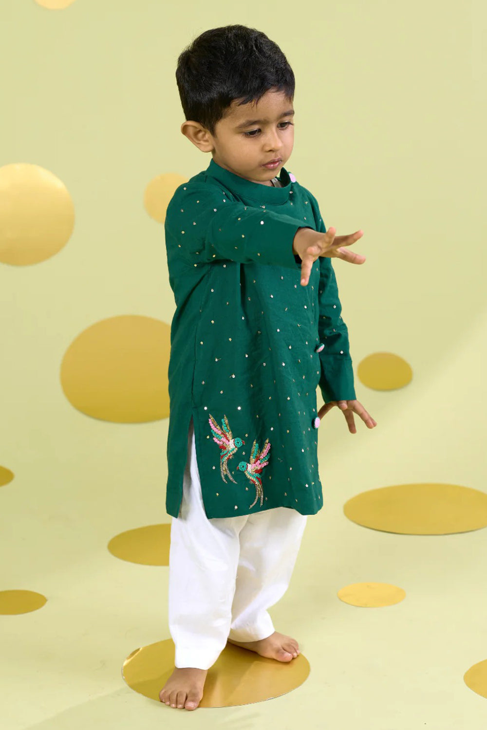GREEN BIRD KURTA SET