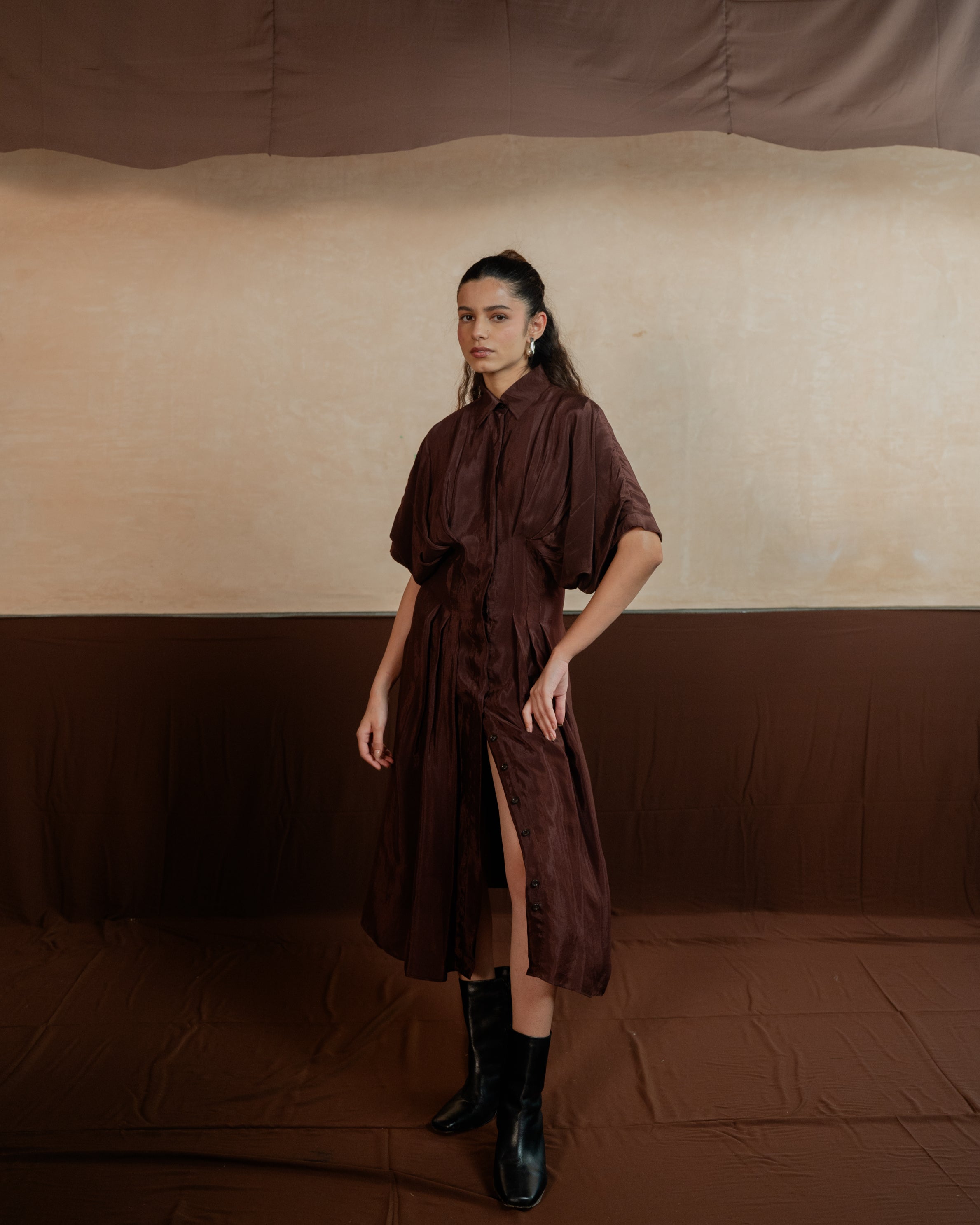 Pleated Shirt Dress