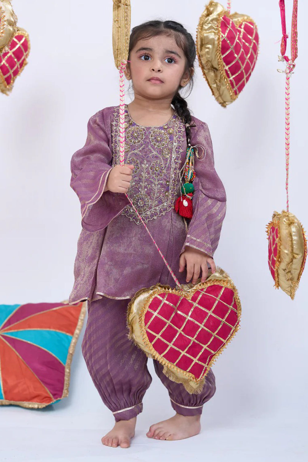 PURPLE HANDWORK KURTA AND BALLOON PANTS