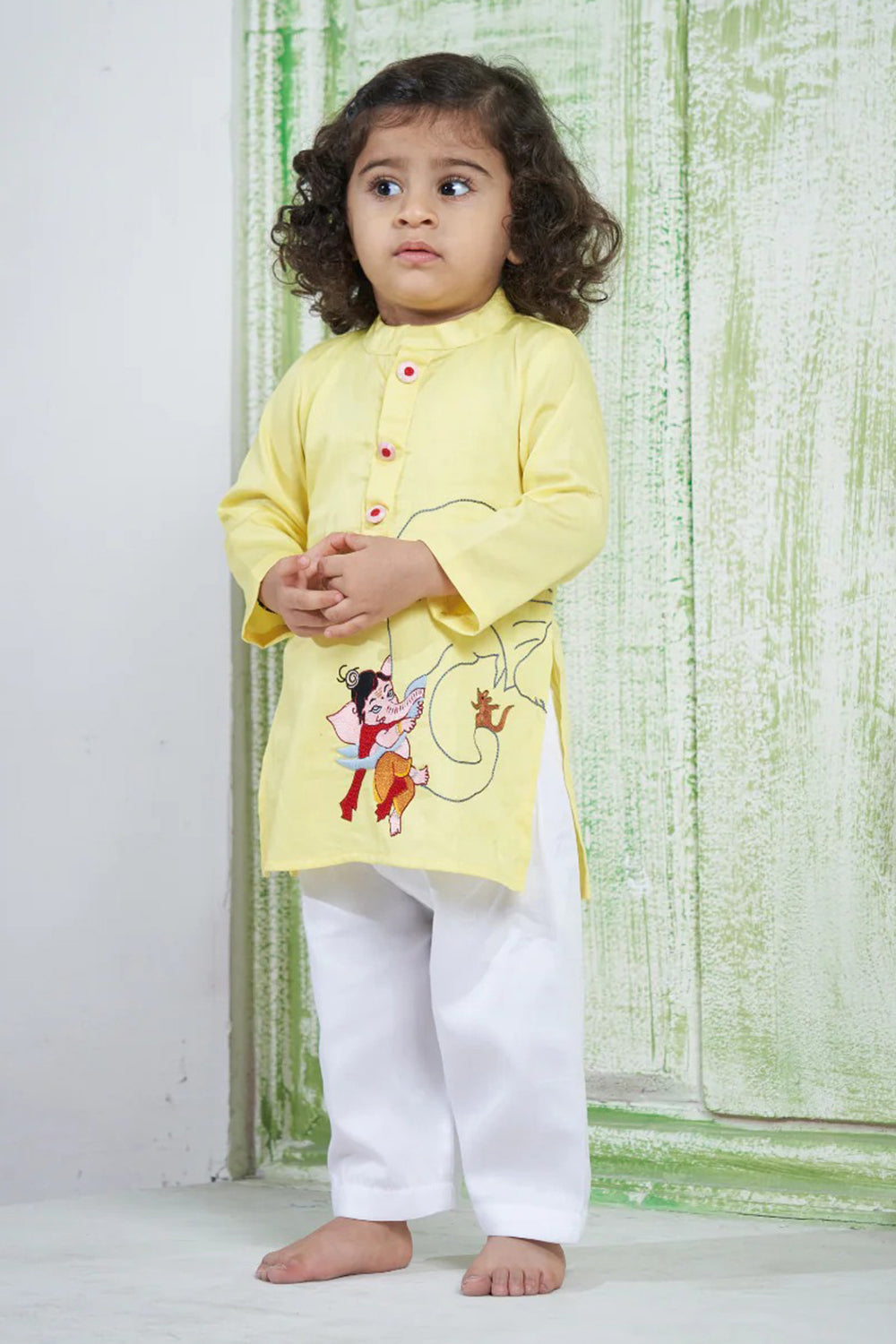 YELLOW GANESH KURTA WITH MUSHAK